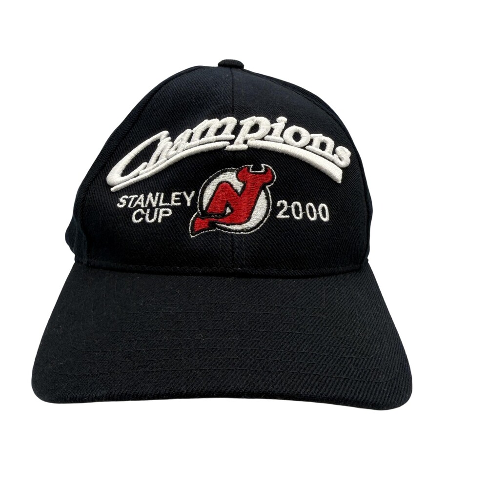 Vtg New Jersey Devils Hat Cap Snap Back One Size Black NHL 2000 Stanley Cup Puma